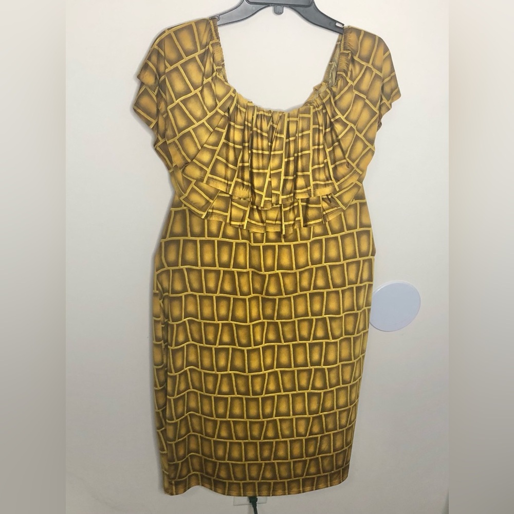 Sexy Diva Gold Patterned Women's Dress Size 3XL